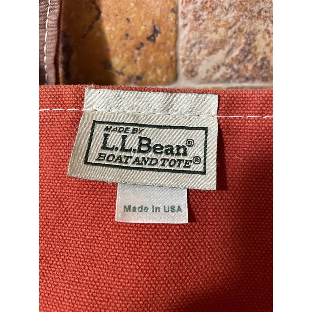 L.L.Bean Boat and Tote Bag Canvas Rust Orange Cotton USA Monogram Cooper - Picture 6 of 15